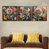 Floral Symphony Glass Paintings For Living Room - Set of 3